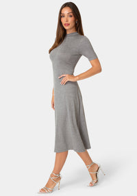 Side View-SWEATER DRESS WITH CRYSTAL-Charcoal