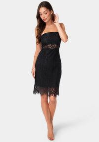 Other View - Black Lace strapless dress