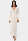 Lace Keyhhole Long Sleeve Midi Dress