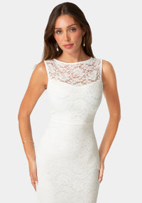 Detail View-Lace Racer Sleeveless Maxi Dress-Ivory
