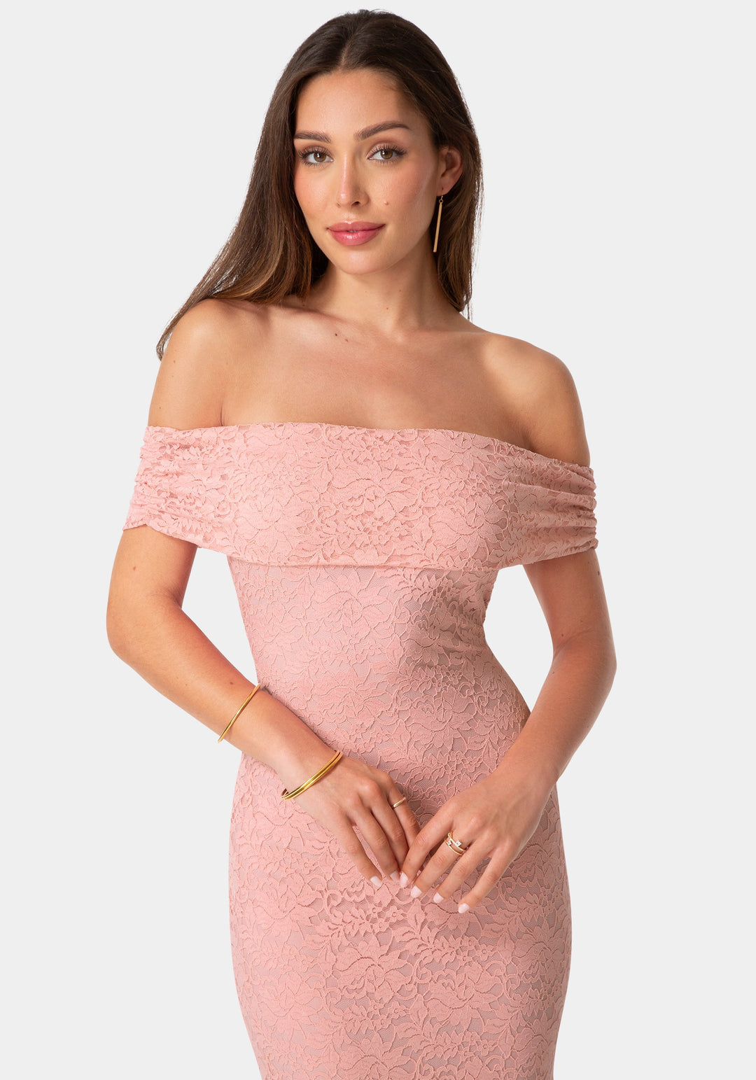 Other View-Lace Off Shoulder Maxi Dress-Rose