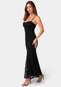 Side View-Lace Drop Waist Maxi Dress-Black