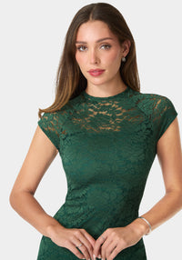Other View-Lace Cap Sleeve Midi Dress-Hunter