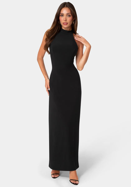 Jersey Halter Maxi Dress with Lace Inset – bebe