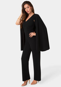 Side View-Cape Jumpsuit-Black