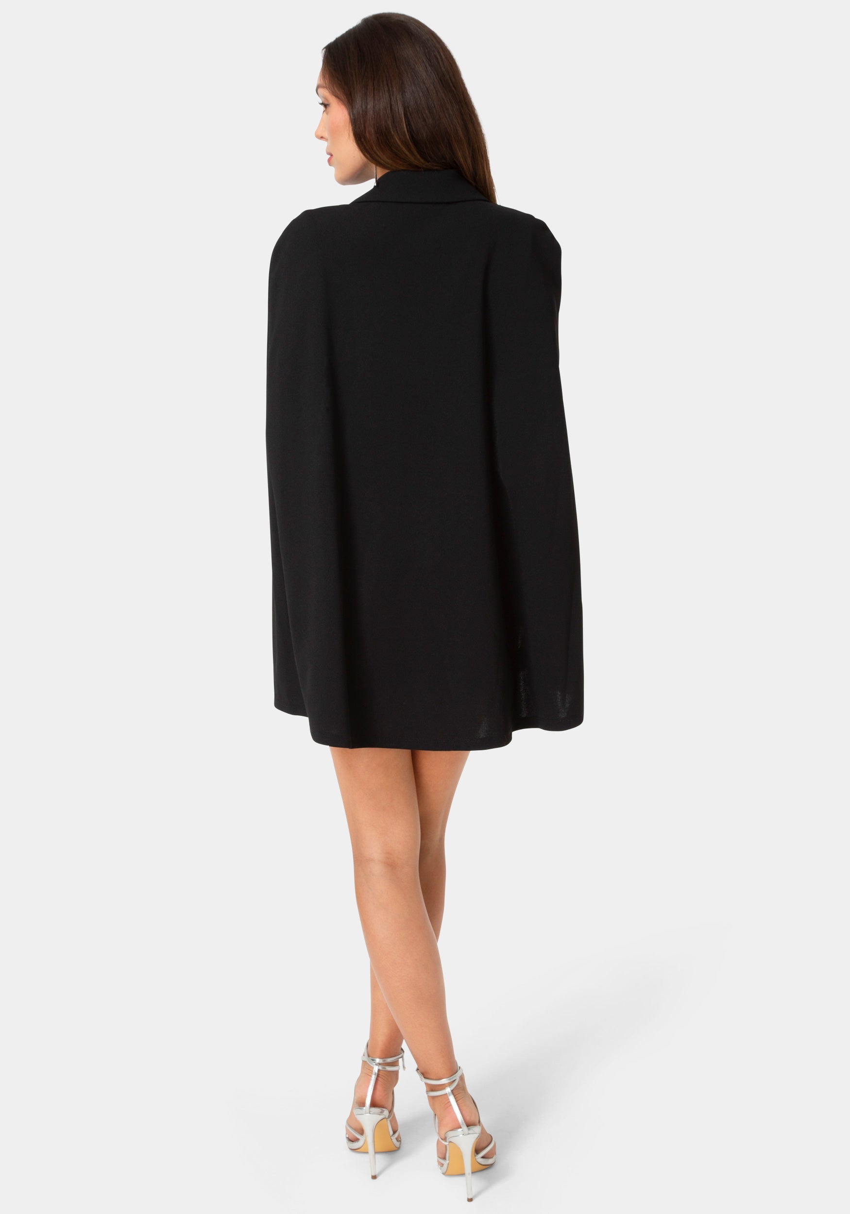 Back View-Cape Blazer Jumpsuit-Black