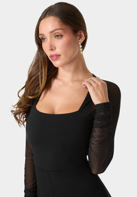 Other View-Mesh Long Sleeve Jumpsuit-Black