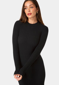Other View-SWEATER HANKY HEM MAXI DRESS-Black