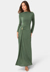 Drape Long Sleeve Maxi Dress With Belt