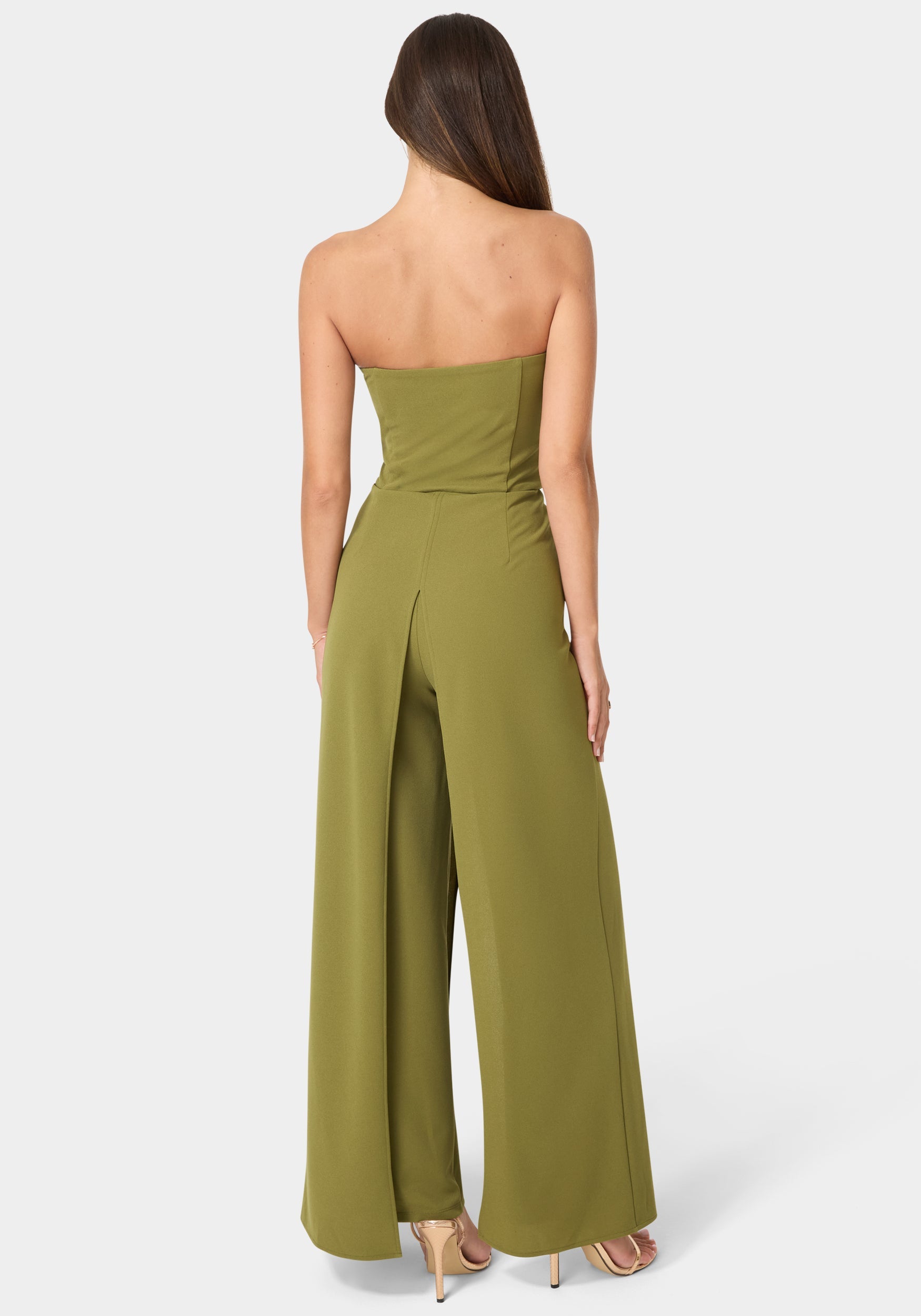 Back View-Strapless Jumpsuit-Olive