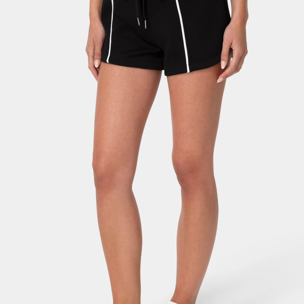 Front View-PIPED SCUBA SHORT-BLACK / WHITE PIPING