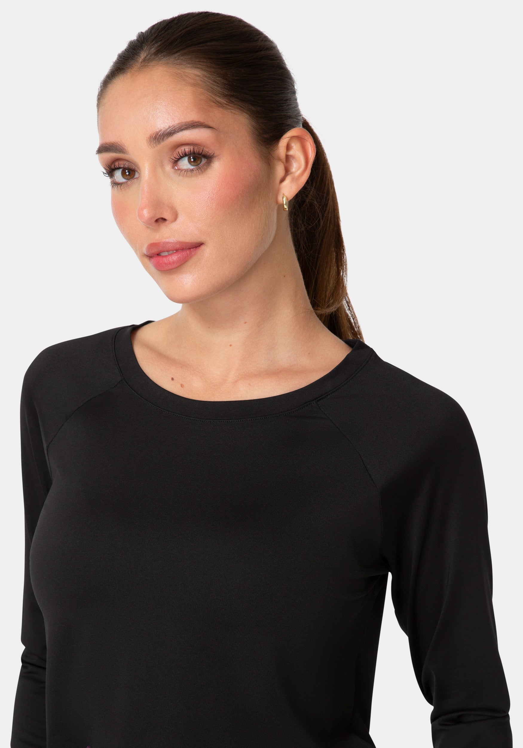 Other View-BEBE SPORT LONG SLEEVE LASER CUT TOP-BLACK / IRIDESCENT