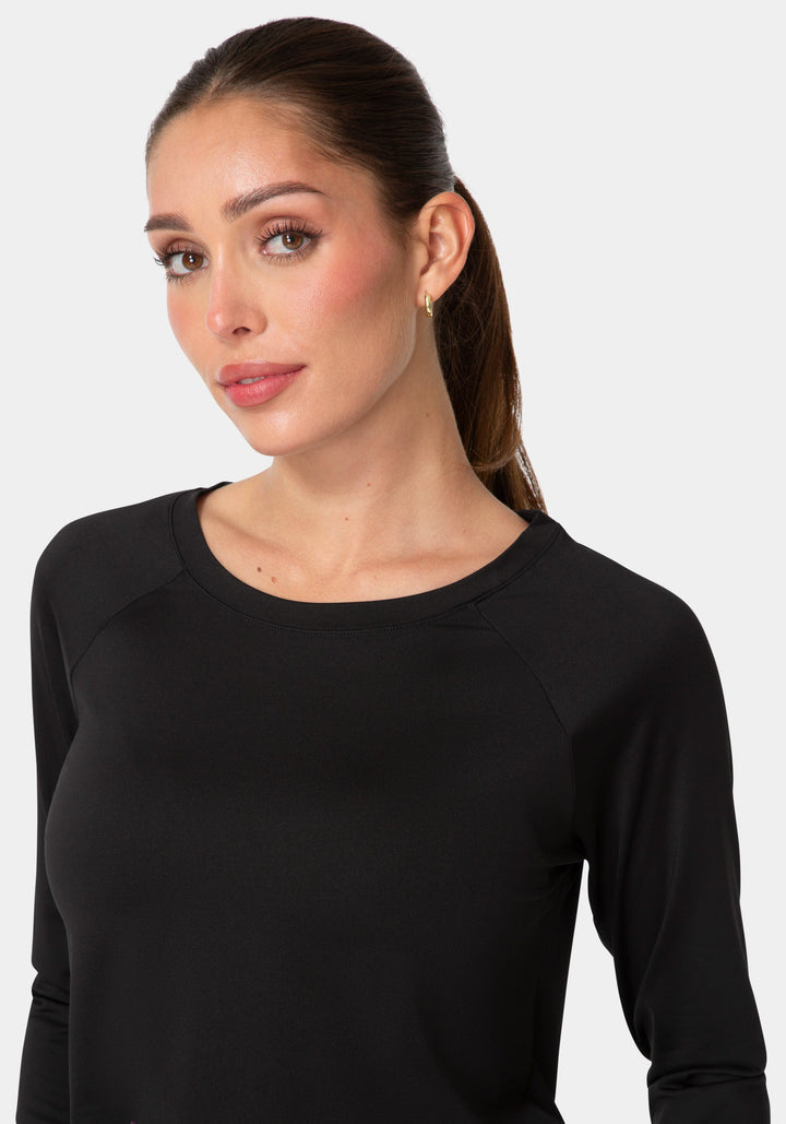 Other View-BEBE SPORT LONG SLEEVE LASER CUT TOP-BLACK / IRIDESCENT