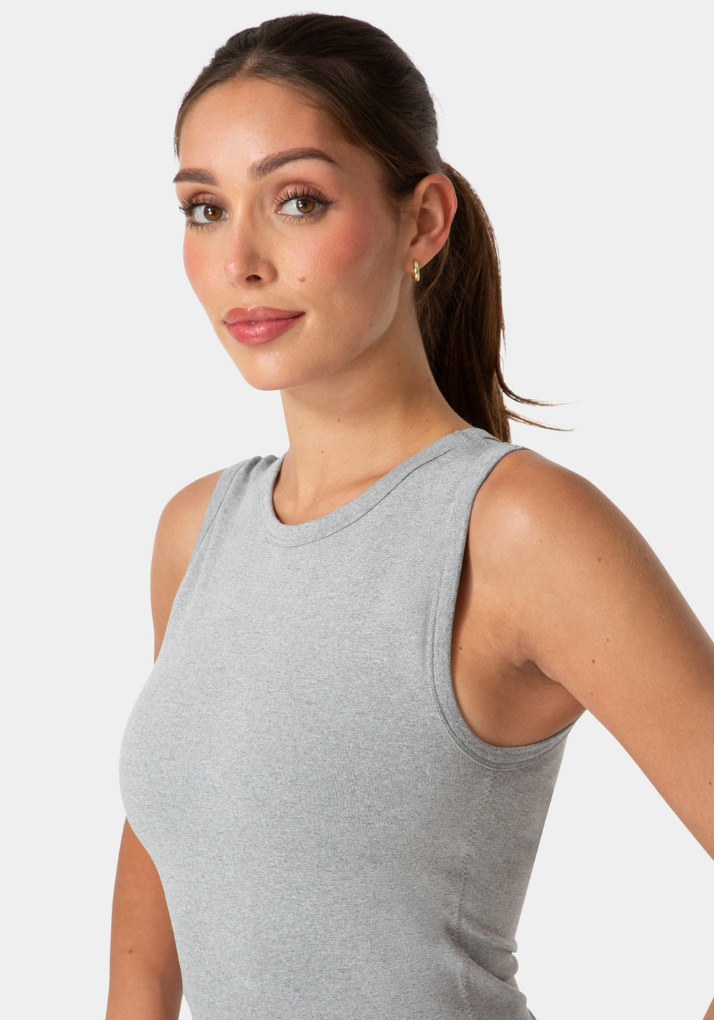 Other View-DOUBLE FRONT SEAMLESS TANK WITH FOIL LOGO-HEATHER GREY