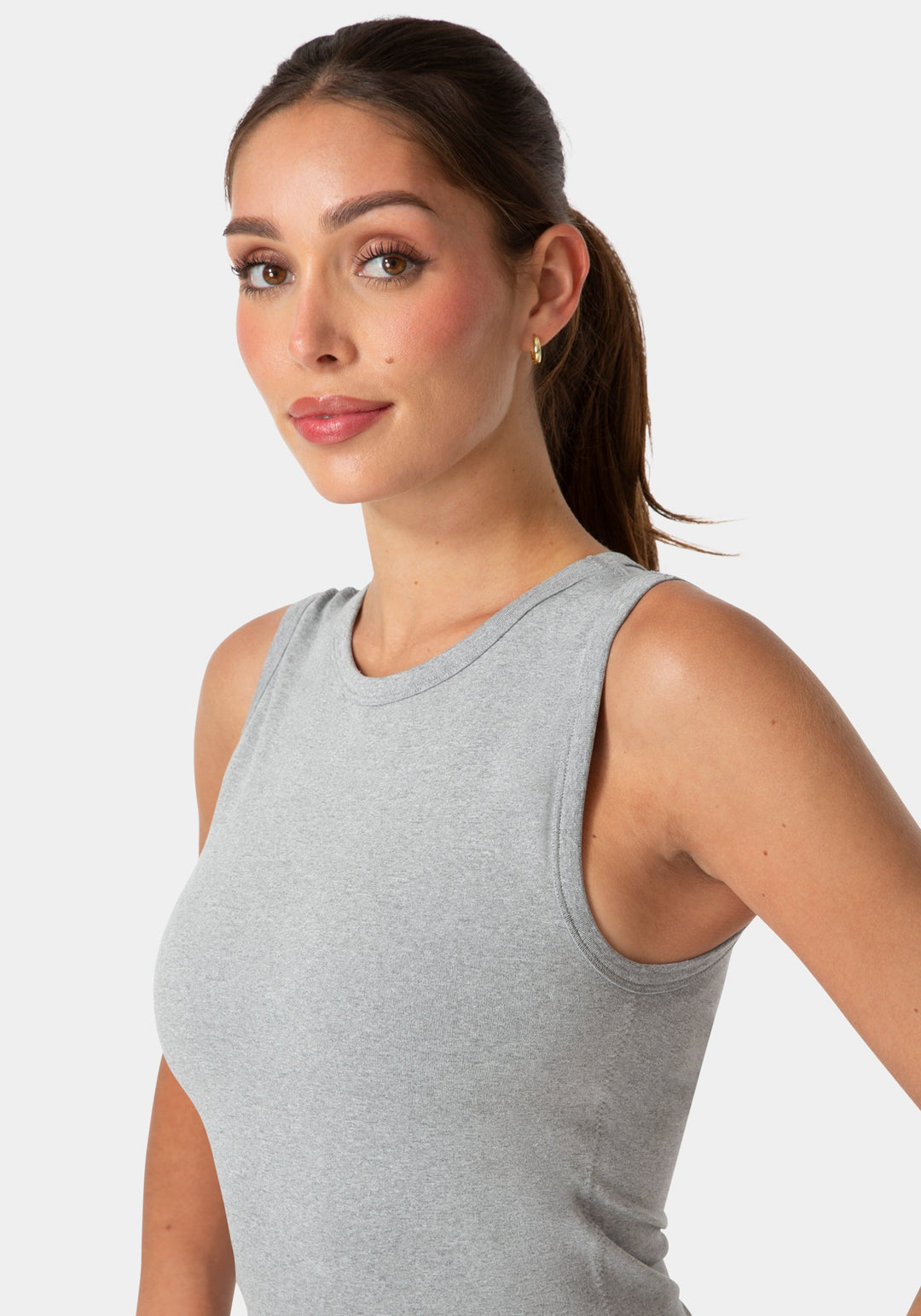 Other View-DOUBLE FRONT SEAMLESS TANK WITH FOIL LOGO-HEATHER GREY