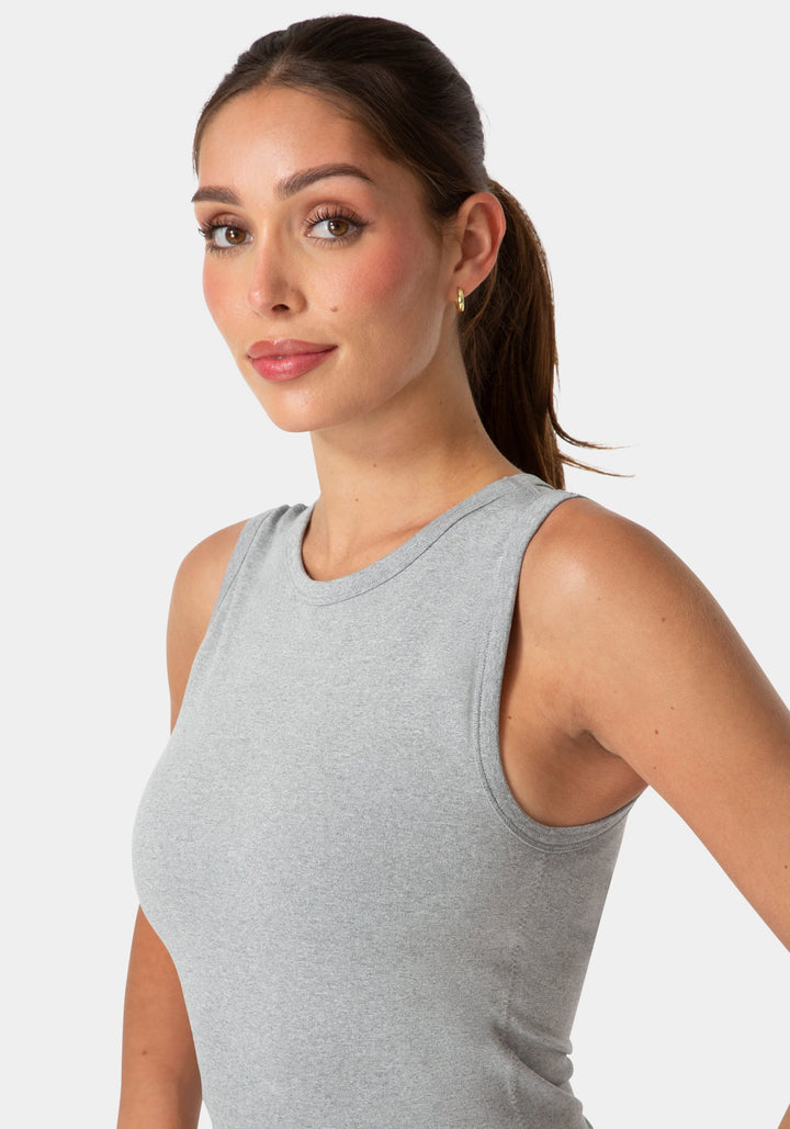 Other View-DOUBLE FRONT SEAMLESS TANK WITH FOIL LOGO-HEATHER GREY