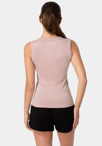 Back View-DOUBLE FRONT SEAMLESS TANK WITH FOIL LOGO-MAUVE SHADOW