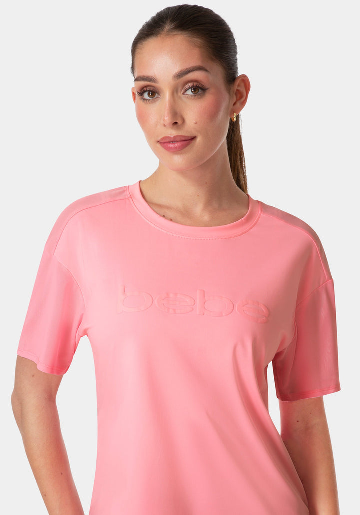 Other View-CURVED HEM TEE W PUFF PAINT LOGO-COTTON CANDY PINK
