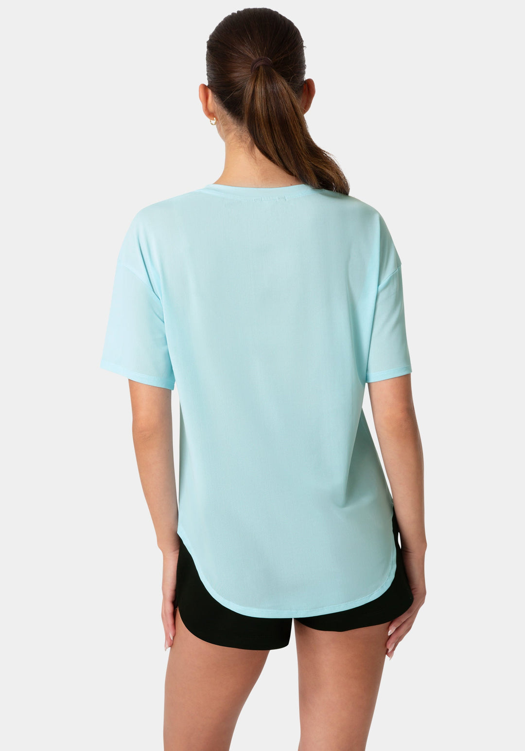 Back View-CURVED HEM TEE W PUFF PAINT LOGO-POWDER BLUE
