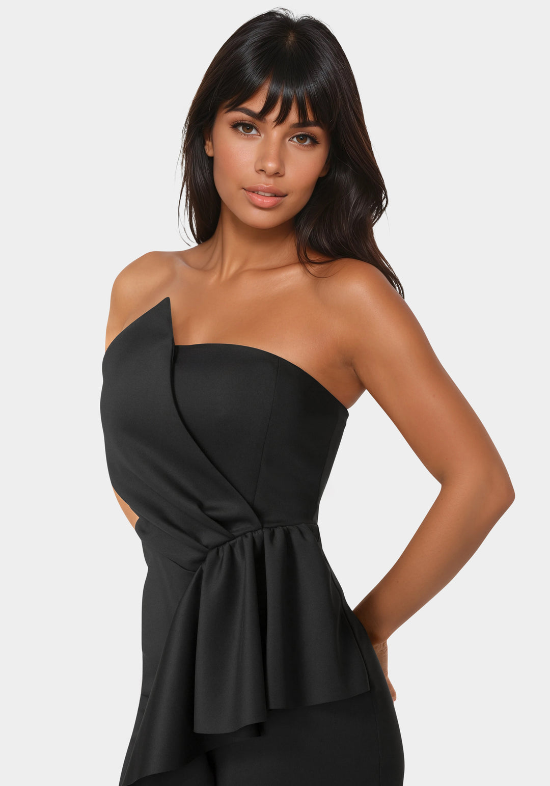 Other View-Strapless Cascade Midi Dress-Black