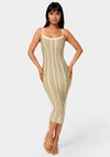 Striple Knit Bodycon Midi Dress