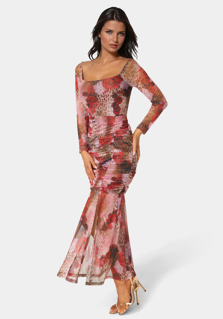 Side View-Mesh Open Back Midi-ROSE INSTINCT