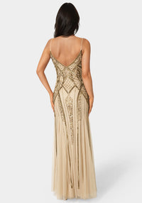Back View-Beaded Gown-Nude