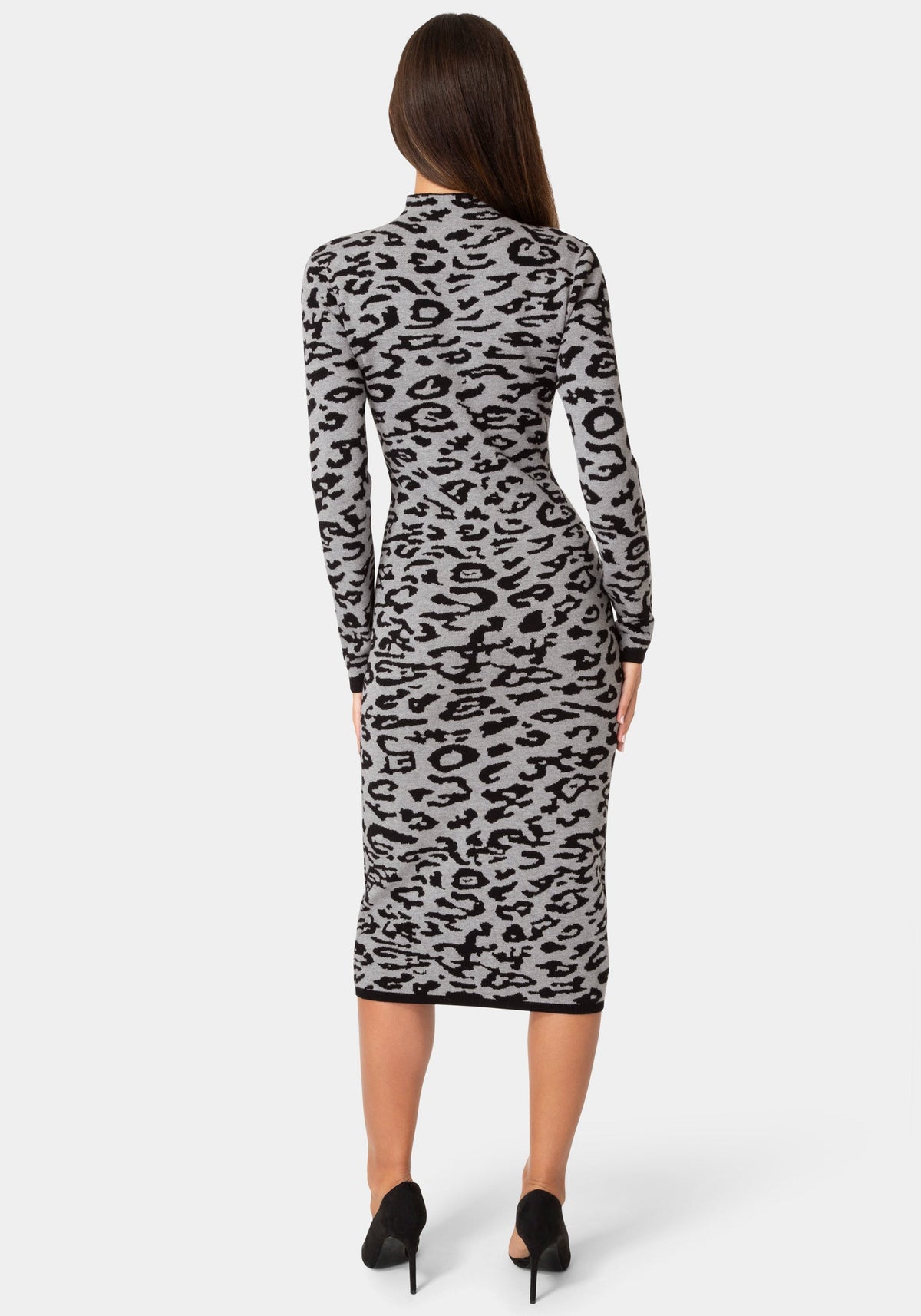 Back View-JACQUARD FUNNEL MIDI SWEATER DRESS-LEOPARD