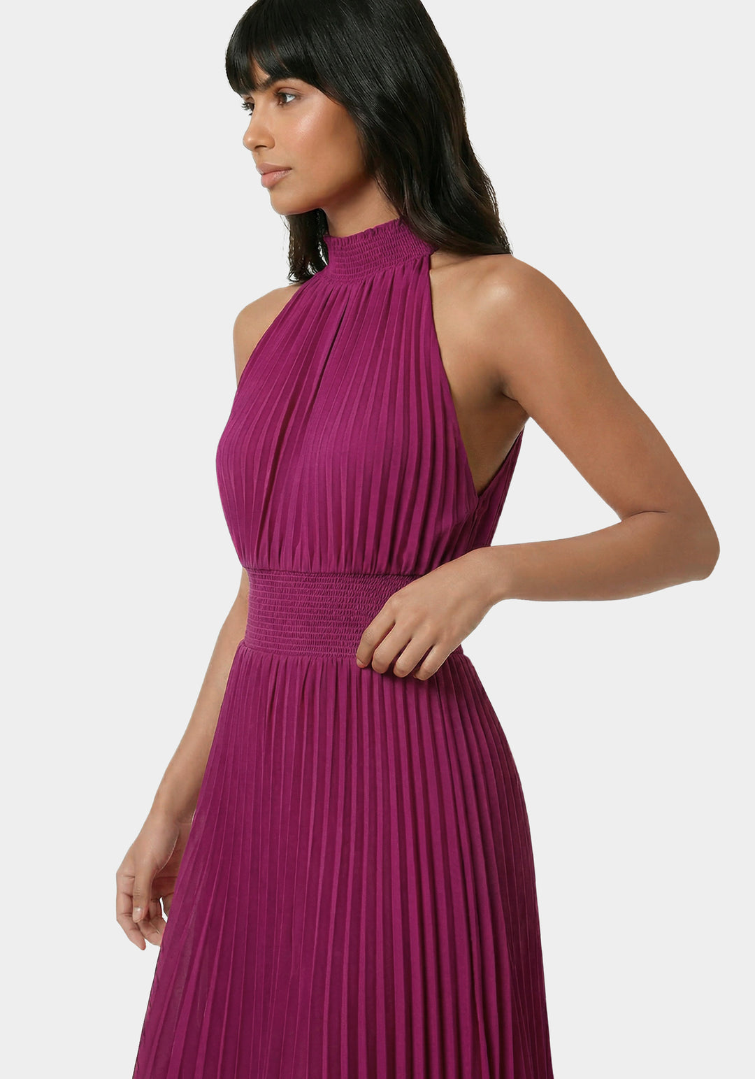 Other View-Sleeveless Pleated Dress-Fuchsia