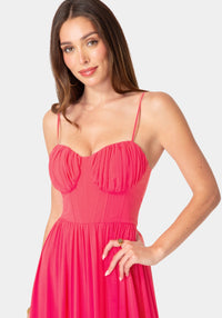 Other View-Soft Ruffle Corset Maxi Dress-Fuchsia