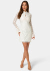 LACE KEYHOLE NECK SLIM DRESS