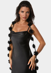 Other View-Cascading Floral Satin Maxi Dress-Black