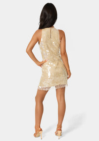 Back View-Clear Sequin Dress-GOLD