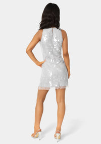 Back View-Clear Sequin Dress-SILVER
