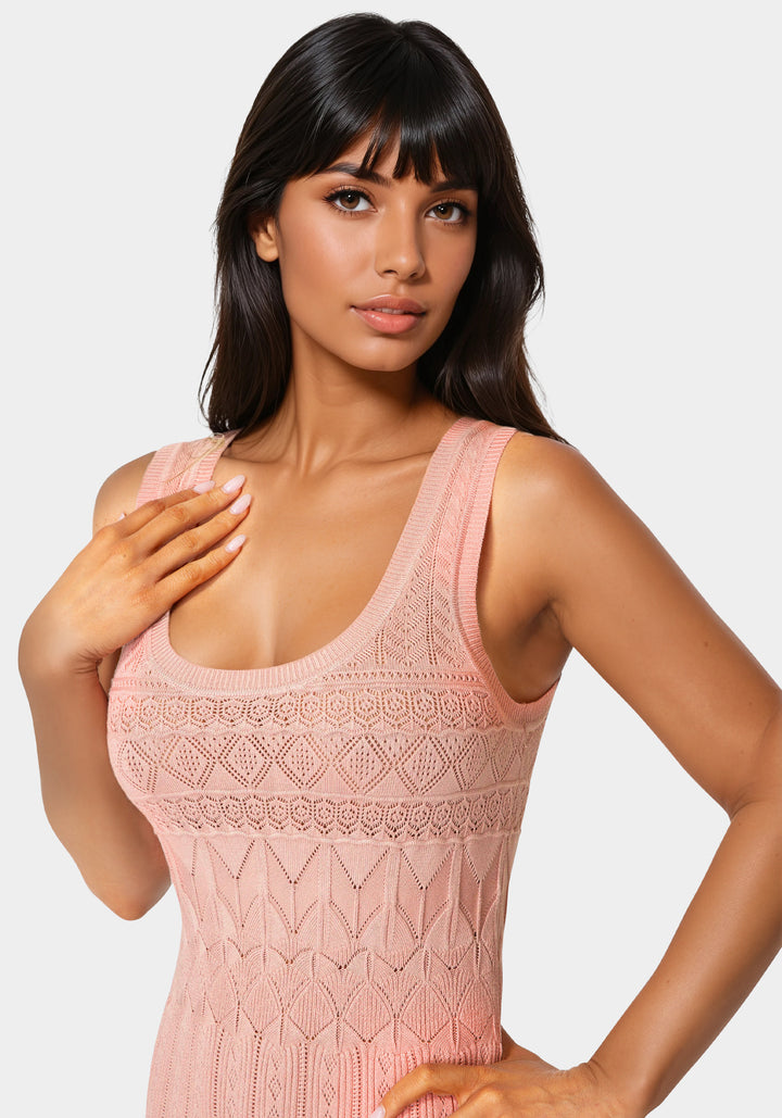 Other View-Sleeveless Fit and Flare Pointelle Mini Dress-Rose