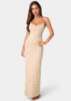 Floral Applique Crochet Maxi Dress