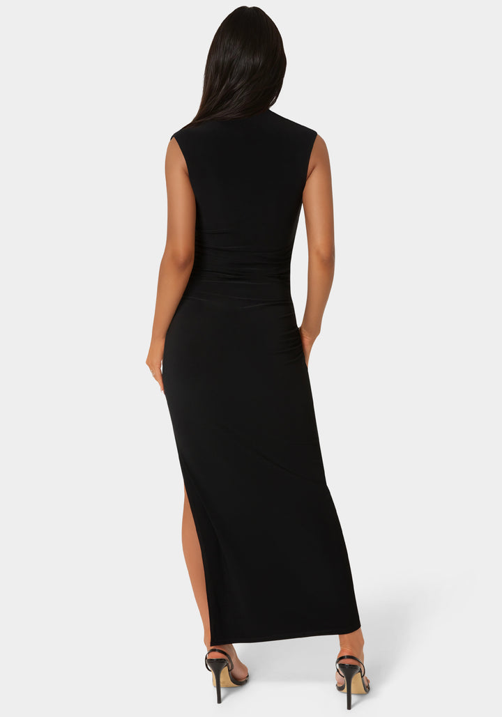Bebe Womens Square Neck High Slit Midi Dress Bebe Womens Square Neck High Slit Midi Dress