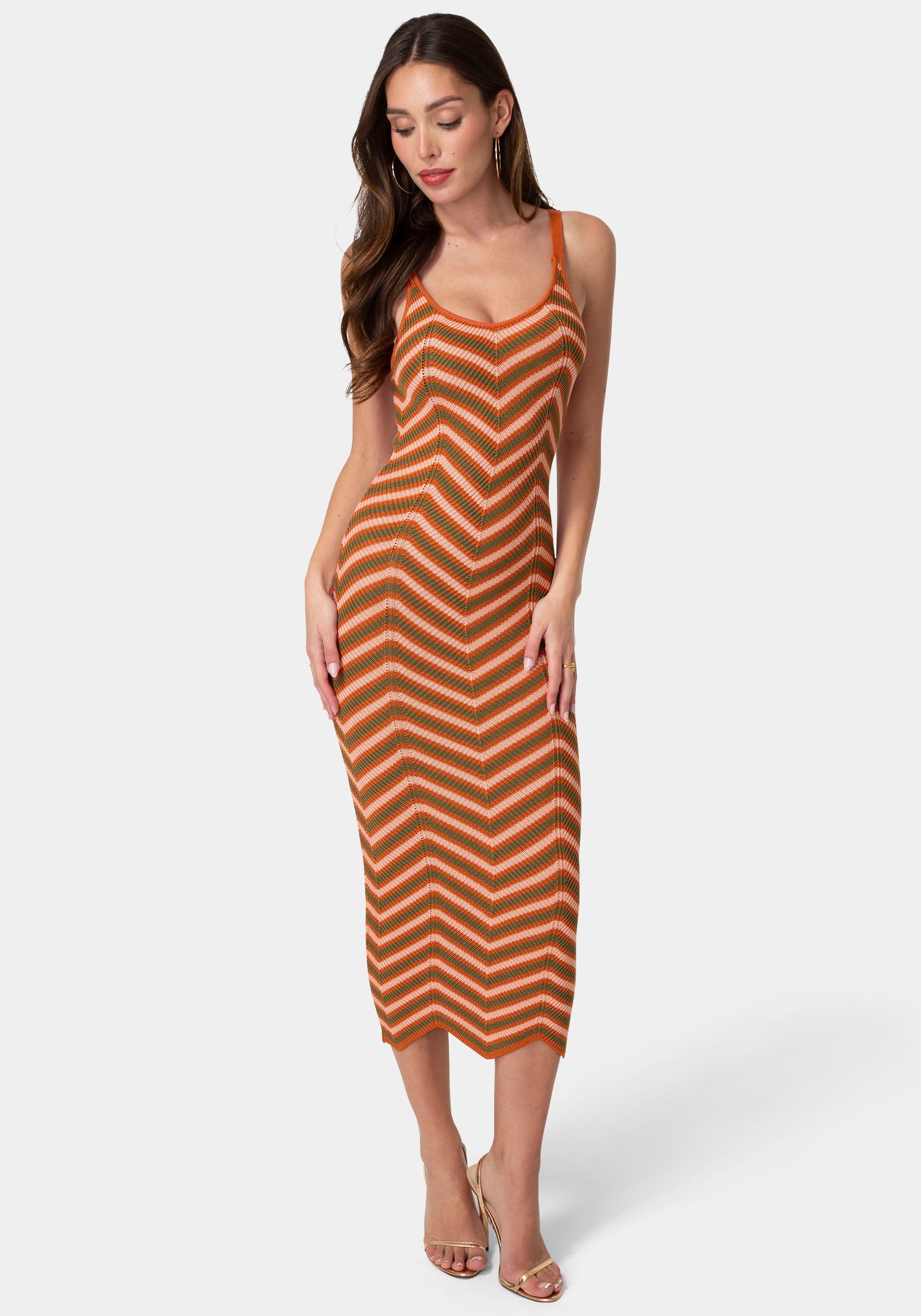 Bebe Women's Chevron Crochet Midi Dress