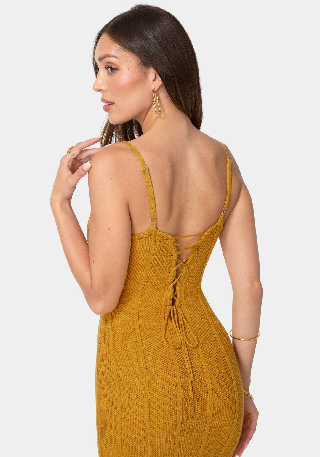 Other View-Knit Square Neck Bodycon Maxi Dress-Yellow