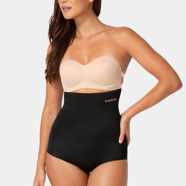 Front View-High-Waisted Butt-Lifting Shaping Brief-BLACK