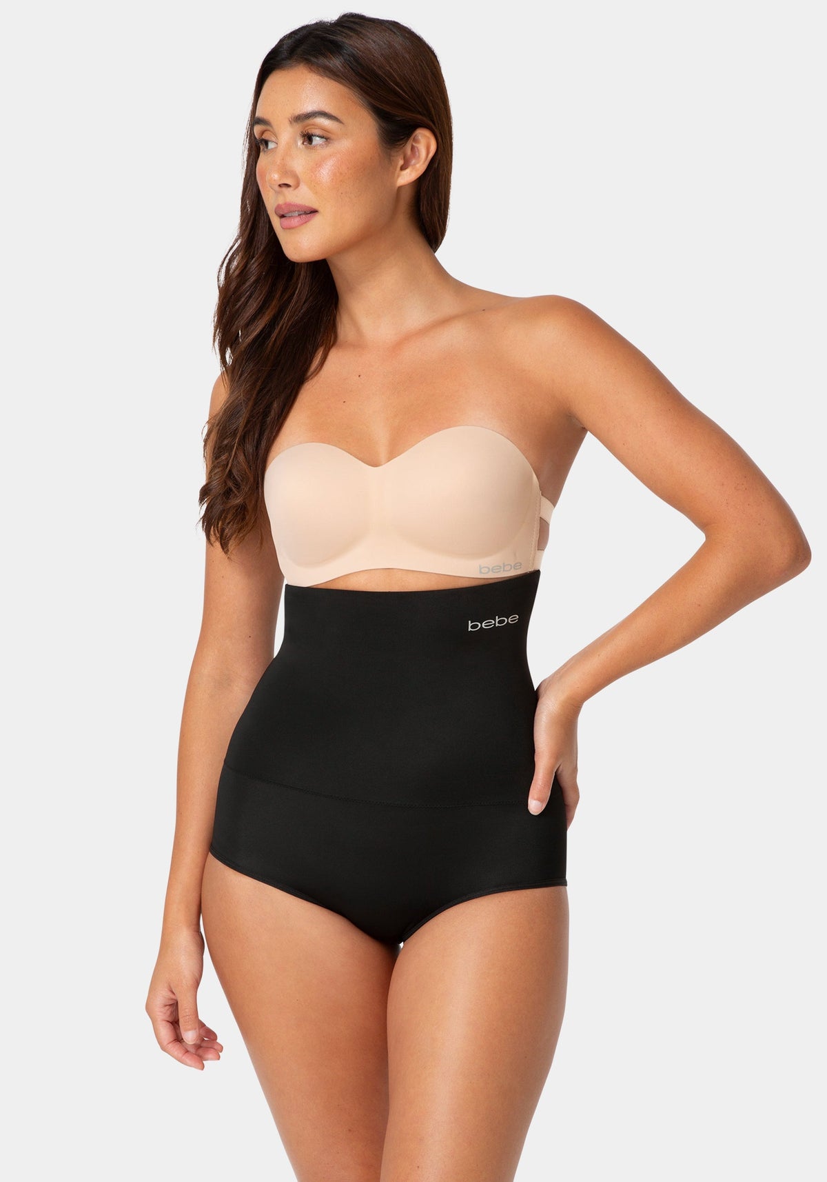 Front View-High-Waisted Butt-Lifting Shaping Brief-BLACK
