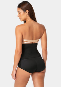 Back View-High-Waisted Butt-Lifting Shaping Brief-BLACK