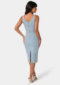Back View-The Slim Dress-Stone Blue