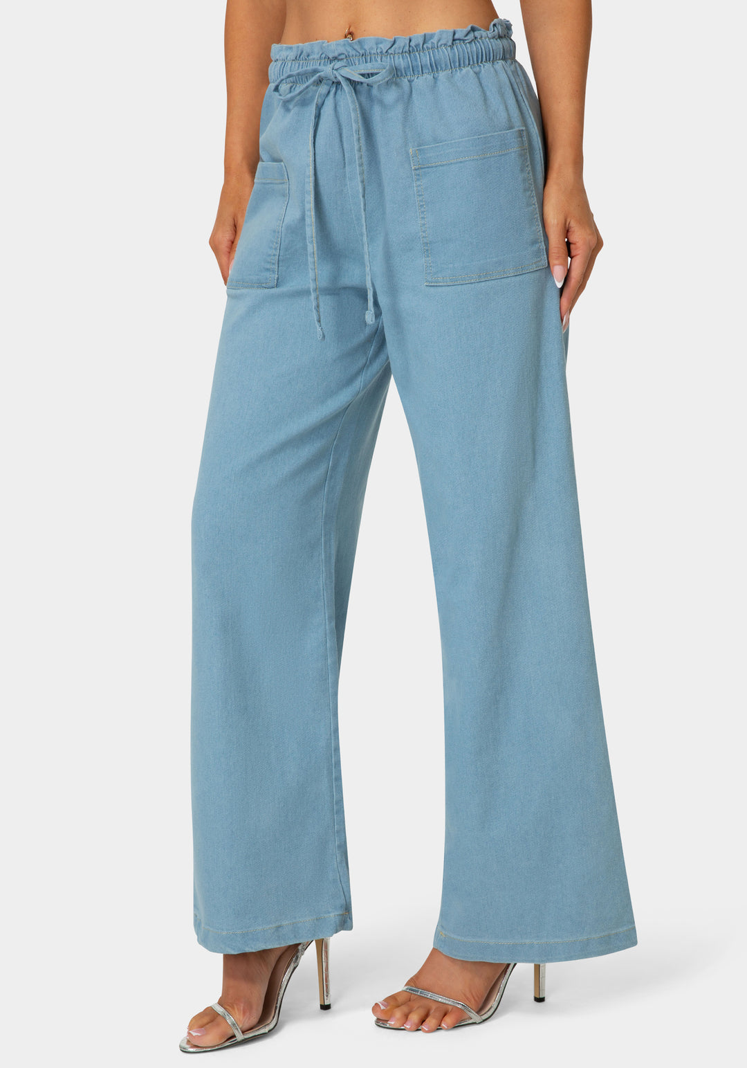 Front View-The Easy Pocket Pant-Light Blue