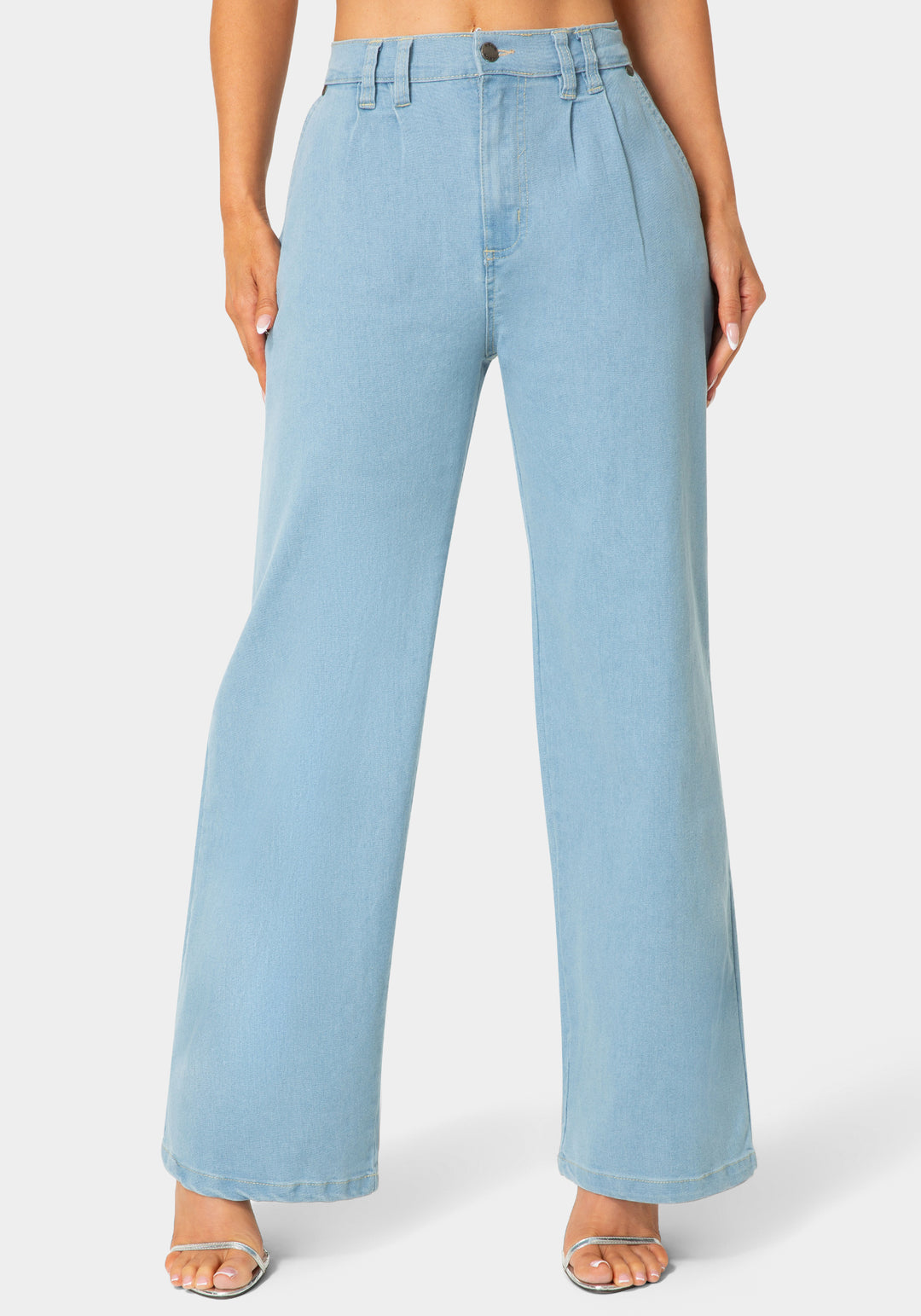 Front View-The Denim Slack-Light Blue