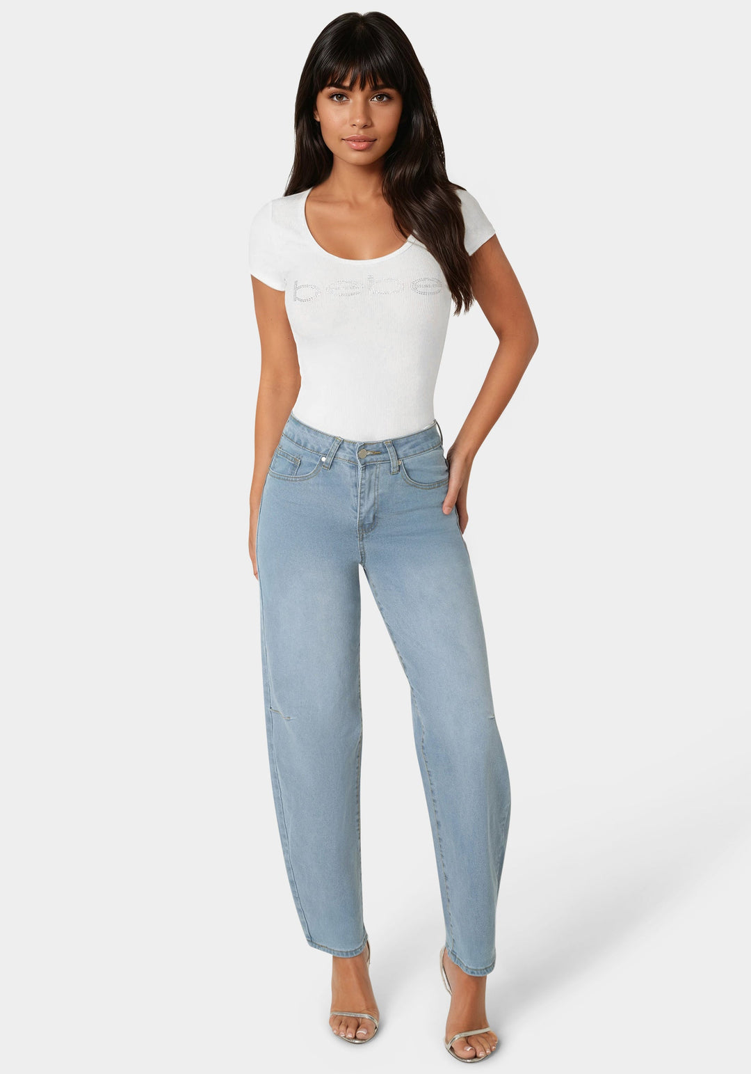 Front View-The Barrel Jean-Light Blue