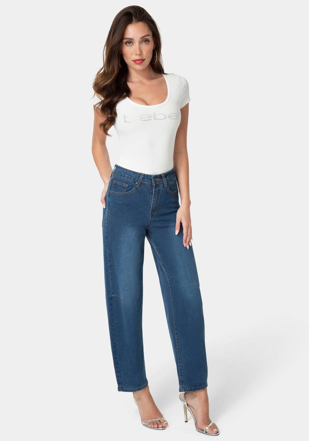 Detail View-The Barrel Jean-MEDIUM BLUE