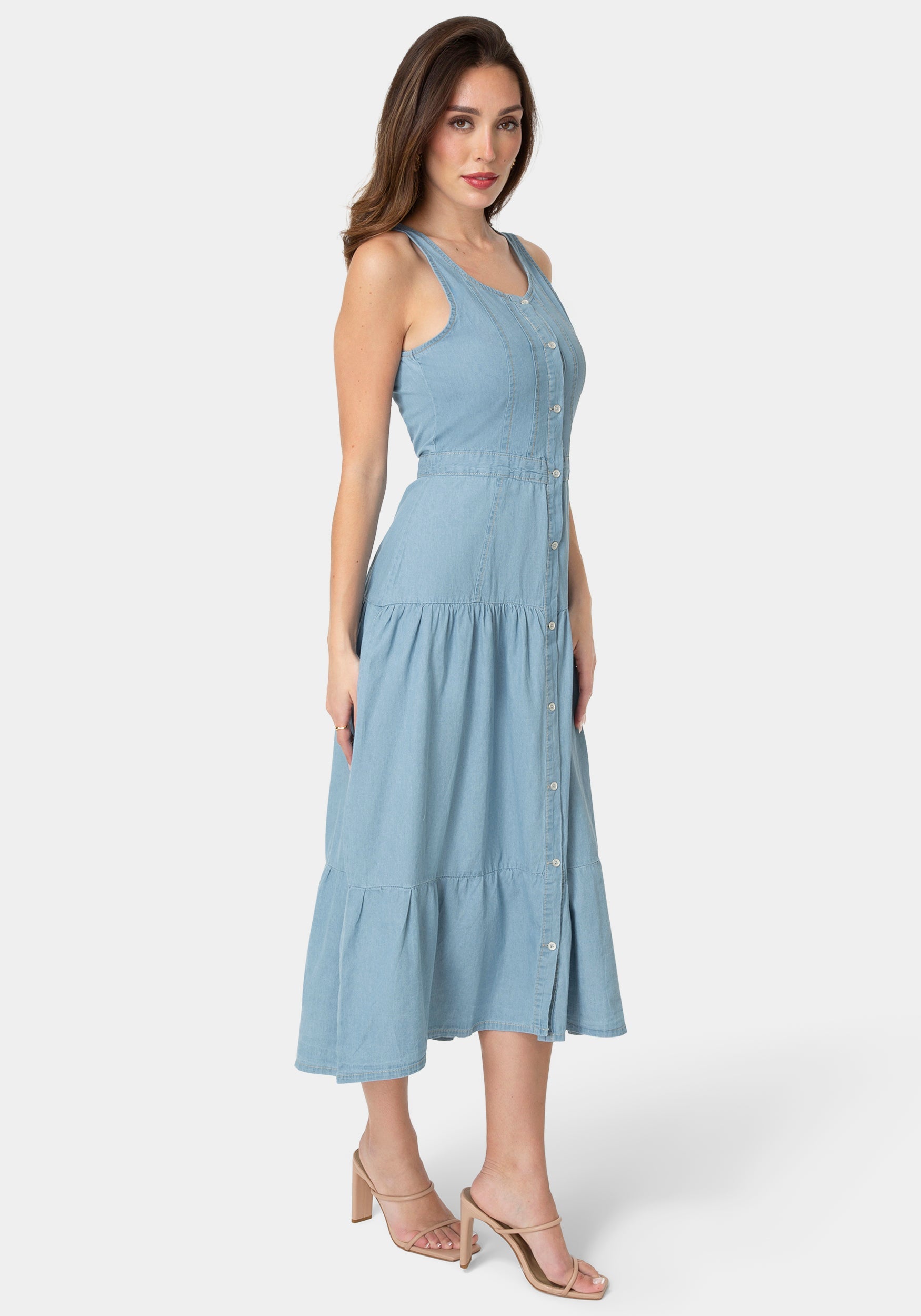 Side View-The Priery Dress-LIGHT WASH