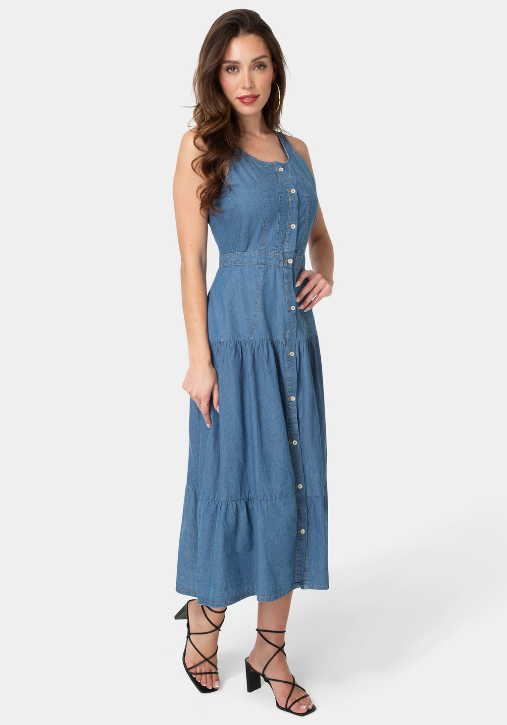 Side View-The Priery Dress-MEDIUM BLUE
