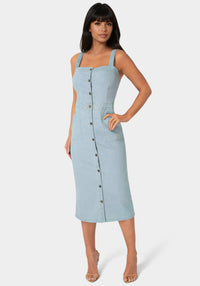 Front View-The Welted Dress-Light Wash